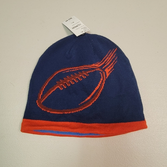 Kids Blue and Red Football Graphic Beanie - Picture 1 of 5